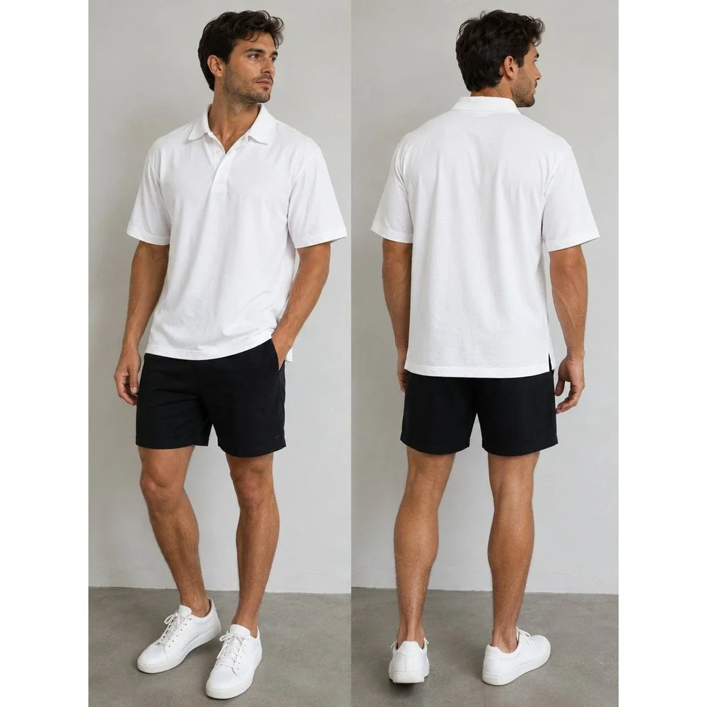 H&M Polo Shirt Coolmax Slim Fit Mens XL White Short Sleeve Minimalist Athleisure